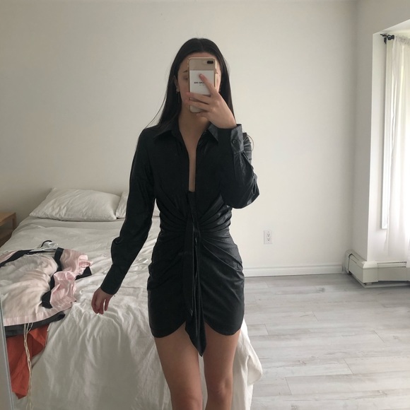 Choosy black faux leather dress